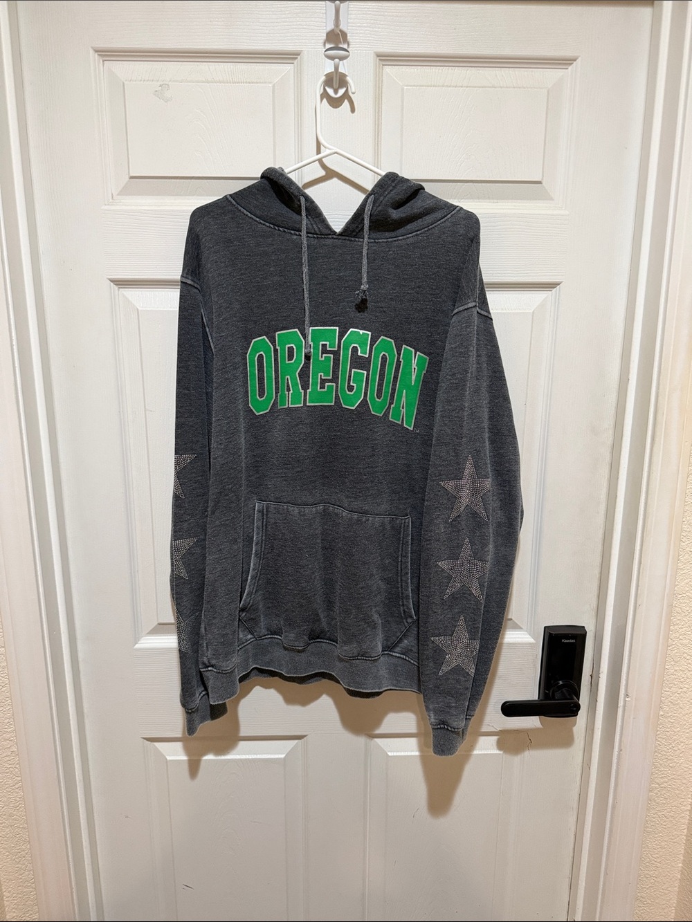 Oregon Graphic Hoodie Sweatshirt - Gray with Green Lettering